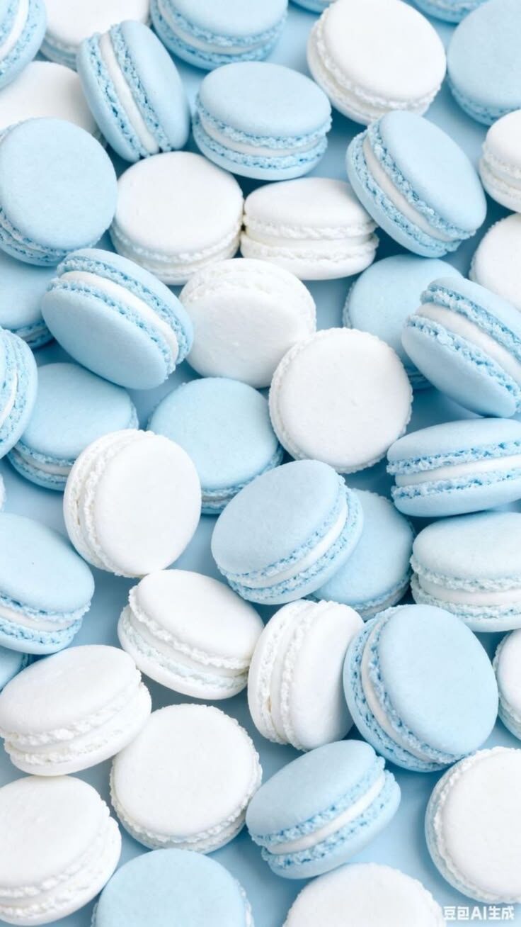 Macarons en tonos azul pastel